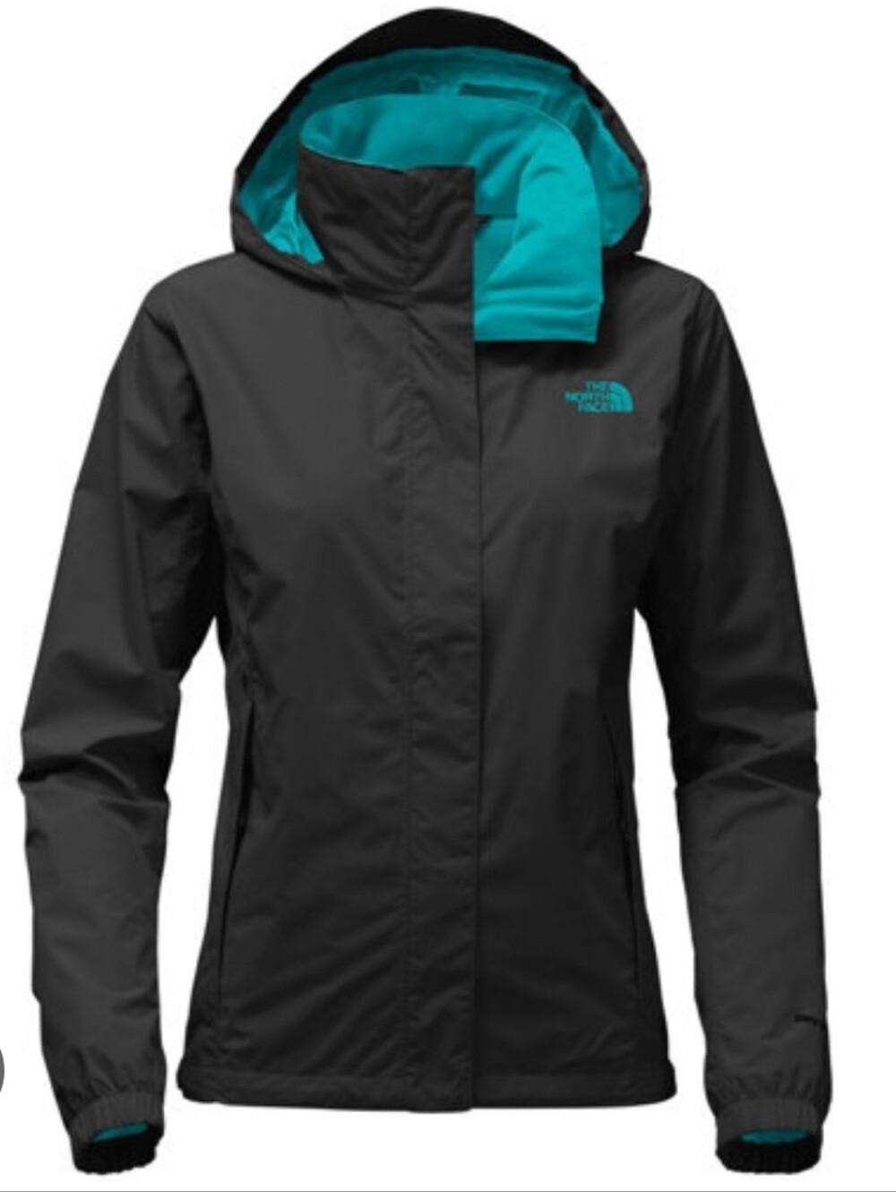The North Face Women’s Resolve 2 Rain Jacket - Black with Teal Lining
